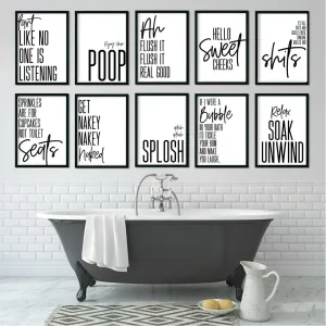 10pcs Bathroom Funny Quotes Posters - Frameless, 12"x8"
