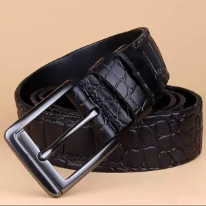 125CM Mens Crocodile Pattern Business Leather Belt Casual Pin Buckle Waistband Belt