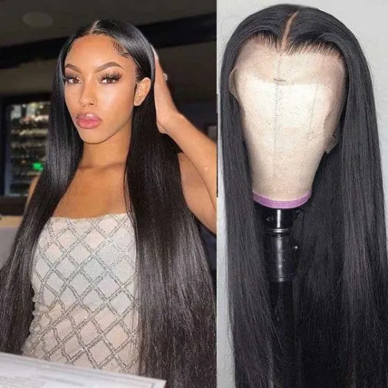 13x4 Straight Lace Front Wig HD Transparent Lace Wig Long Straight Human Hair