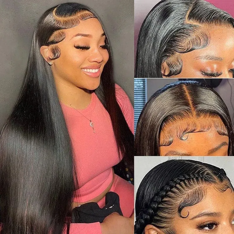 13x4 Straight Lace Front Wig HD Transparent Lace Wig Long Straight Human Hair