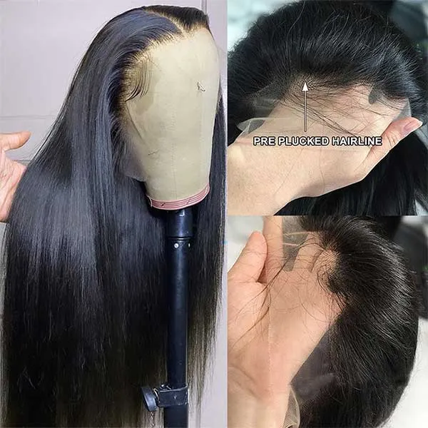 13x4 Straight Lace Front Wig HD Transparent Lace Wig Long Straight Human Hair