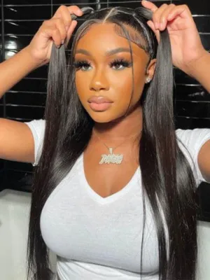 13x4 Straight Lace Front Wig HD Transparent Lace Wig Long Straight Human Hair