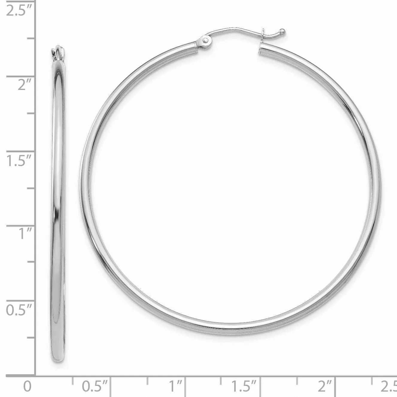 14k White Gold Lightweight Hoop Earrings