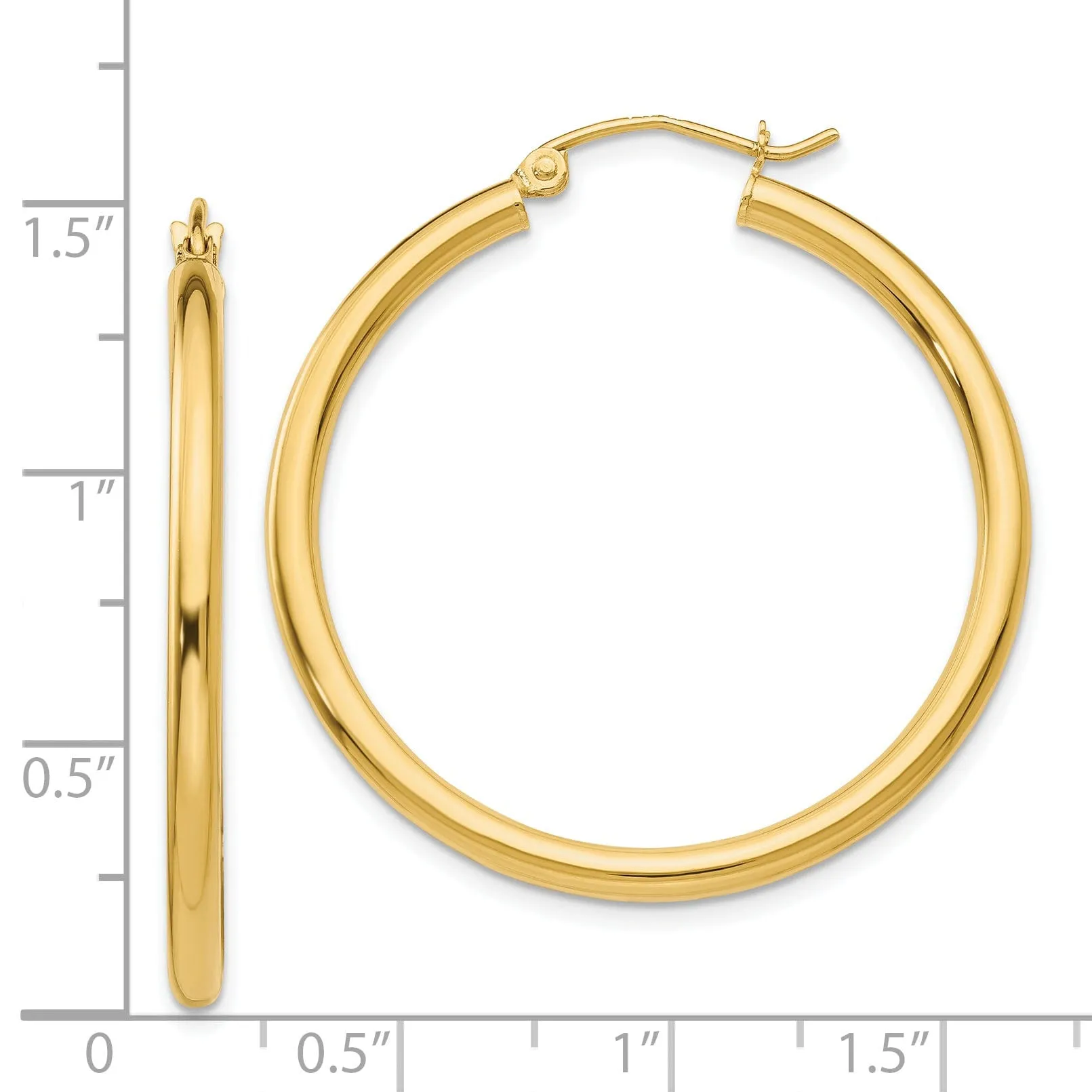 14k Yellow Gold 2.5MM Lightweight Round Earrings