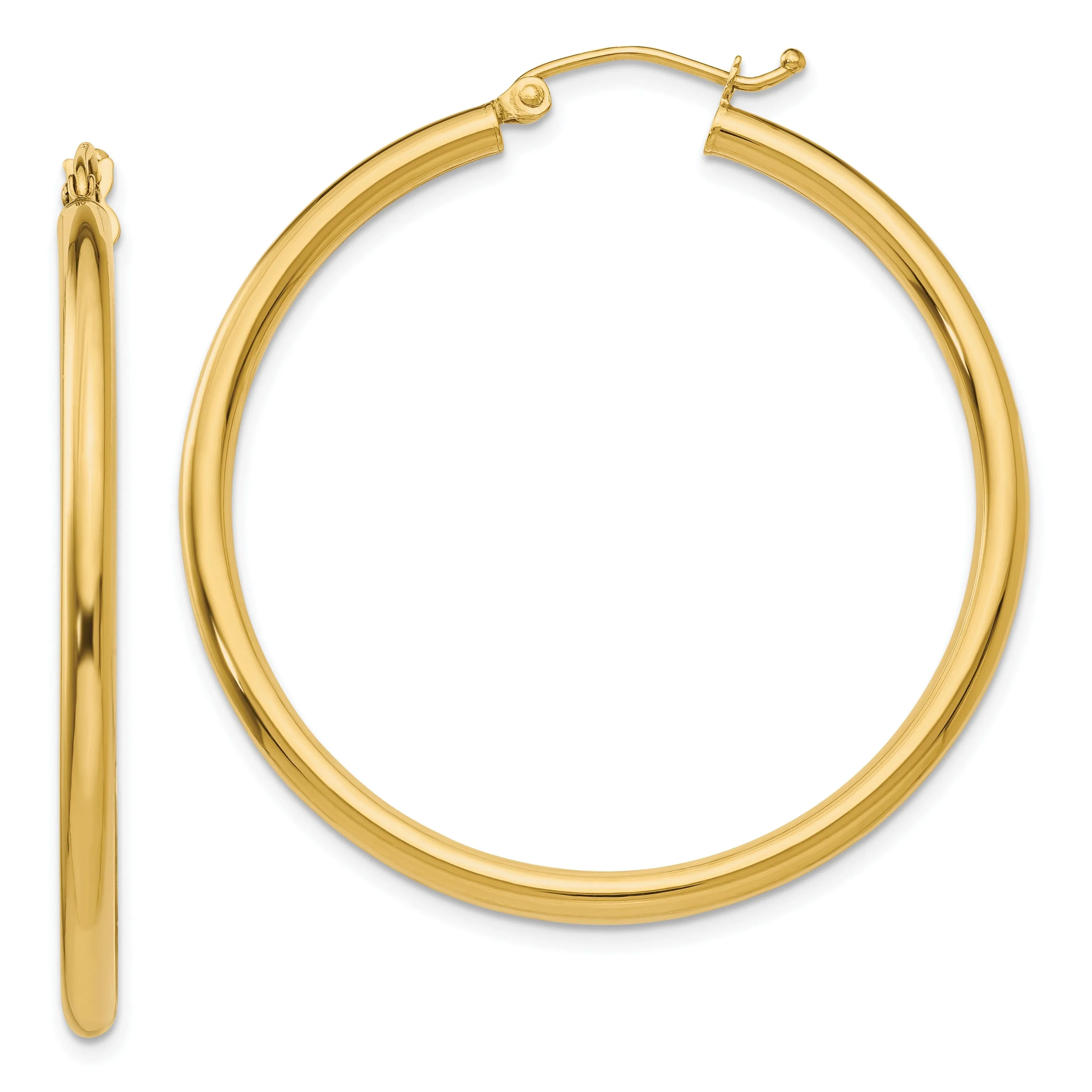 14k Yellow Gold 2.5MM Lightweight Round Earrings