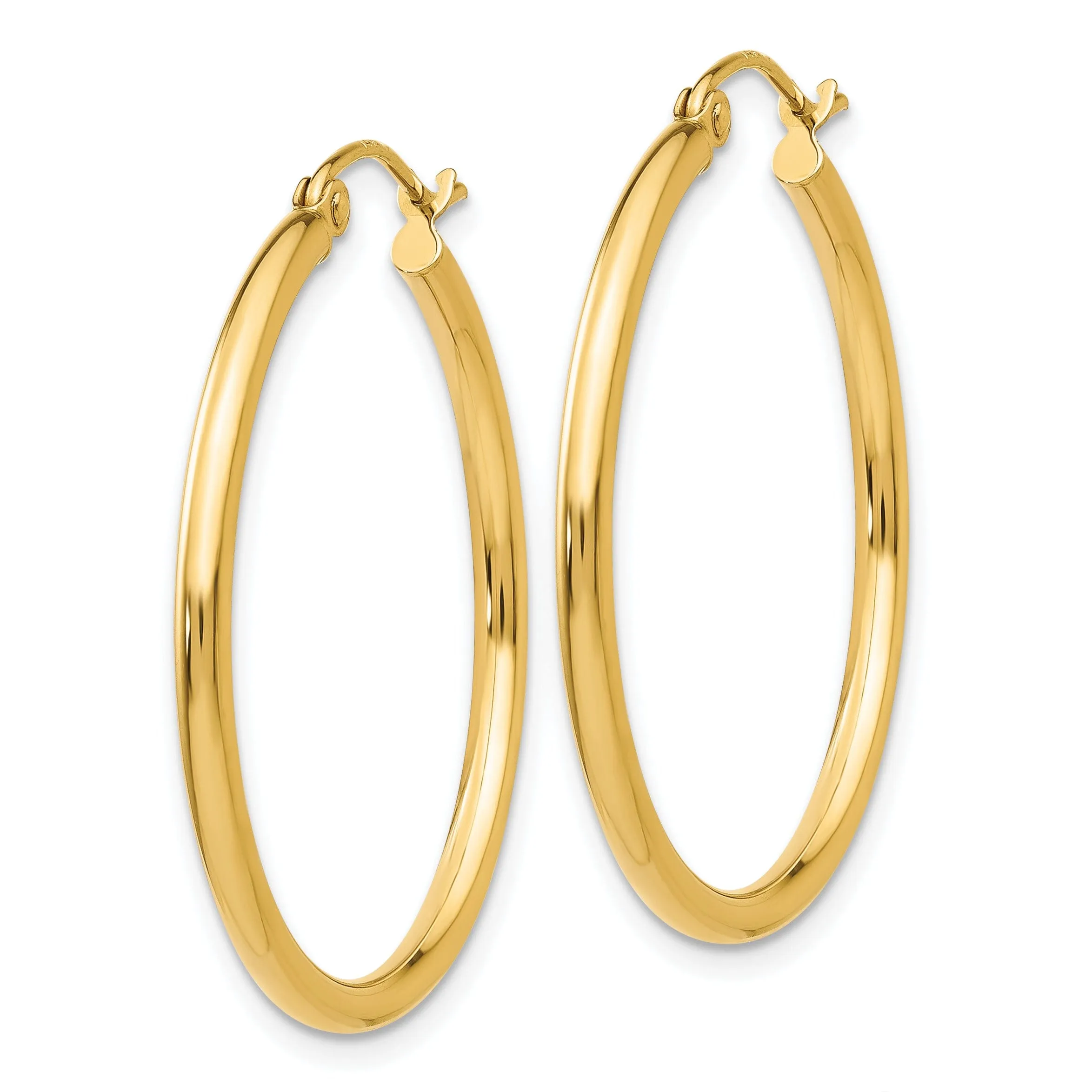 14k Yellow Gold Lightweight Tube Hoop Earrings