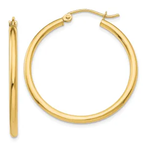 14k Yellow Gold Lightweight Tube Hoop Earrings