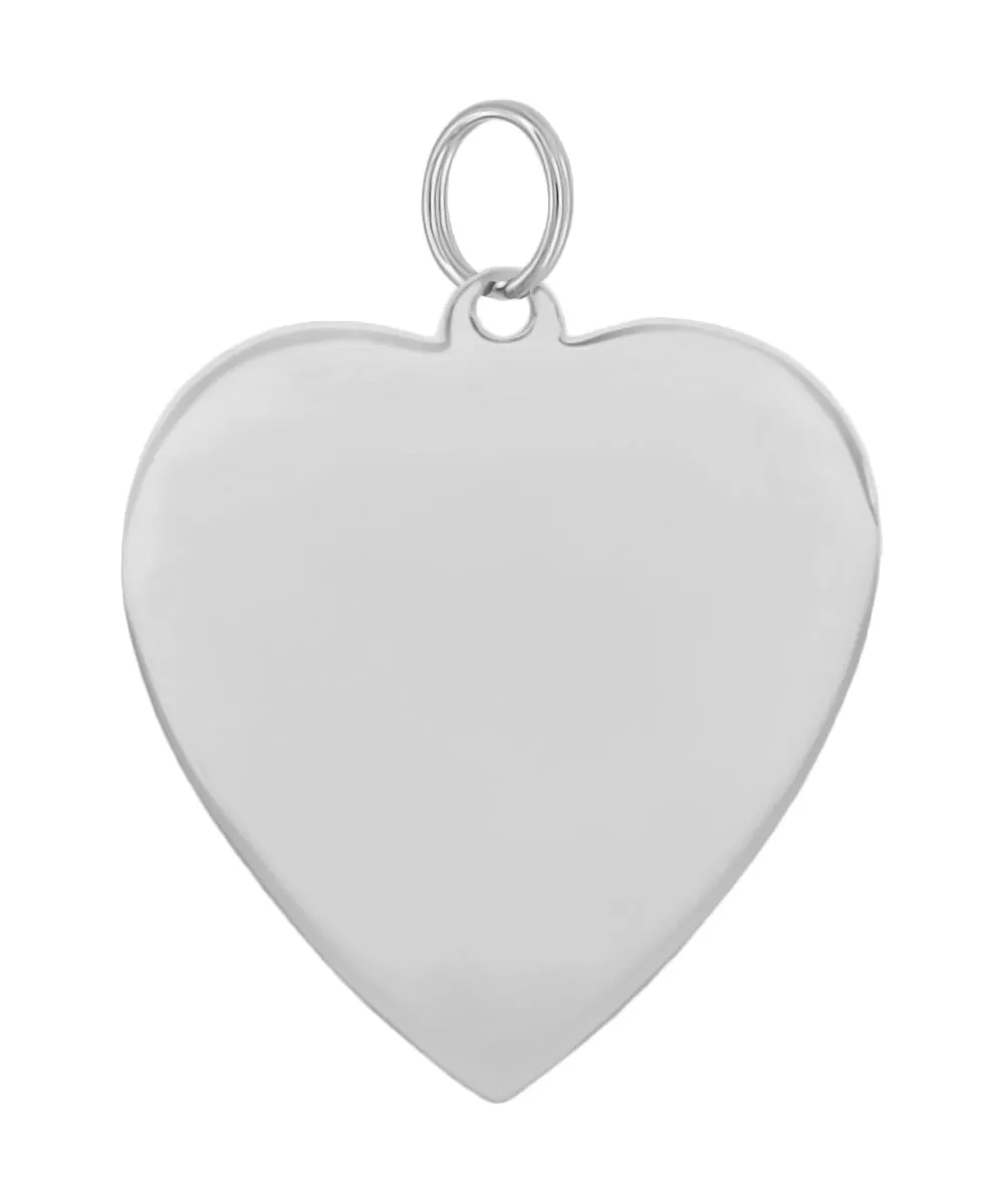 1960's Style Large Flat Engravable Heart Pendant Medallion in 14 Karat Yellow, White or Rose Gold
