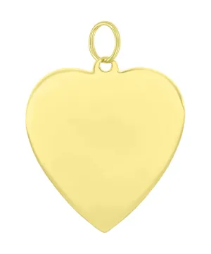 1960's Style Large Flat Engravable Heart Pendant Medallion in 14 Karat Yellow, White or Rose Gold