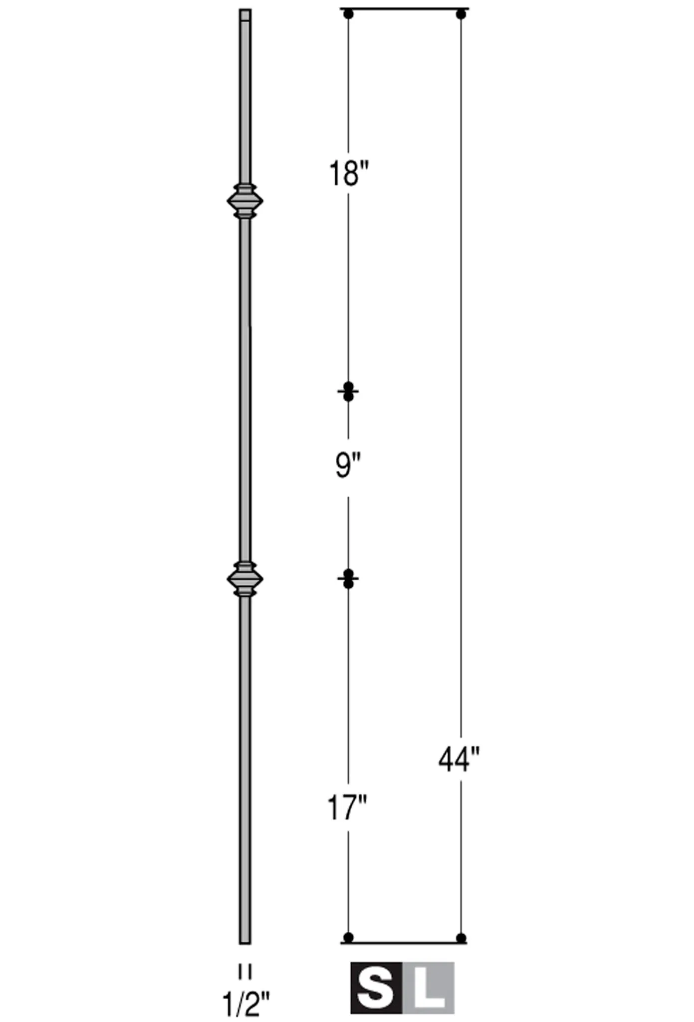 2556 Series 1KNUC Single Knuckle Versatile Iron Baluster