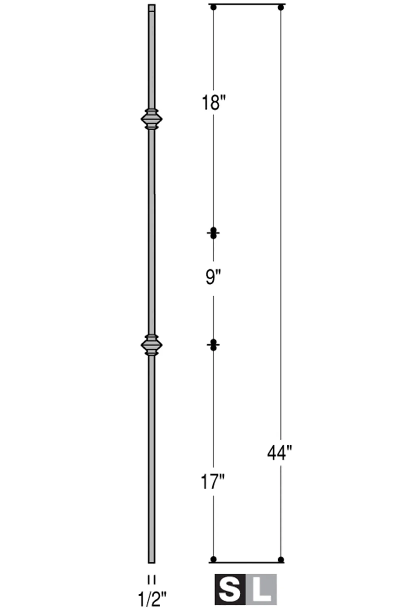 2557 Series 2KNUC Double Knuckle Versatile Iron Baluster