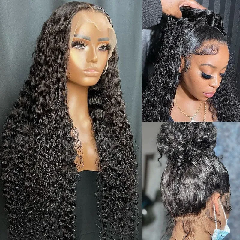 360 Lace Frontal Wigs Water Wave Virgin Human Hair Wigs Natural Color
