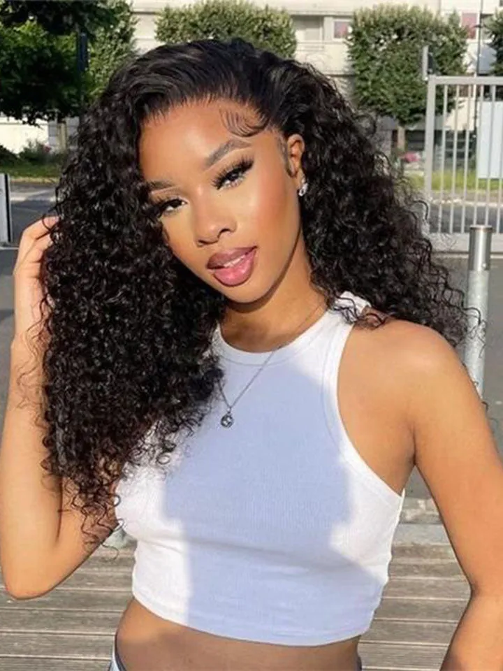 360 Lace Frontal Wigs Water Wave Virgin Human Hair Wigs Natural Color