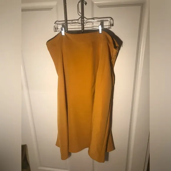 3X New Ashley Stewart 26 midi skirt work office business casual yellow mustard