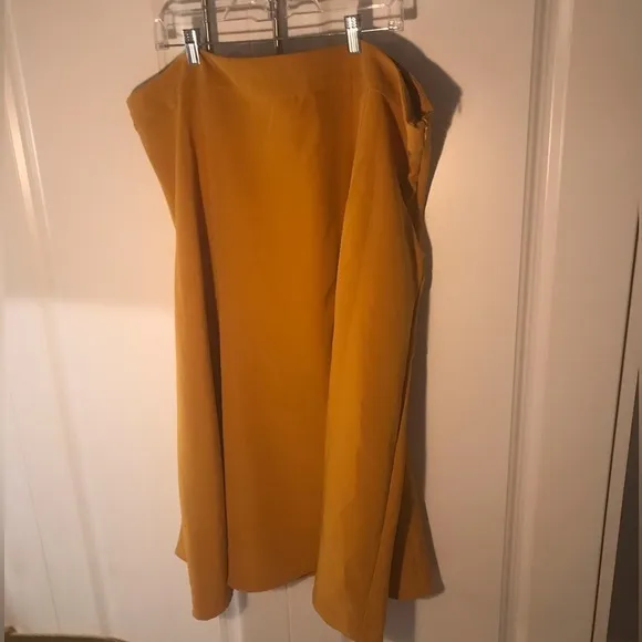 3X New Ashley Stewart 26 midi skirt work office business casual yellow mustard