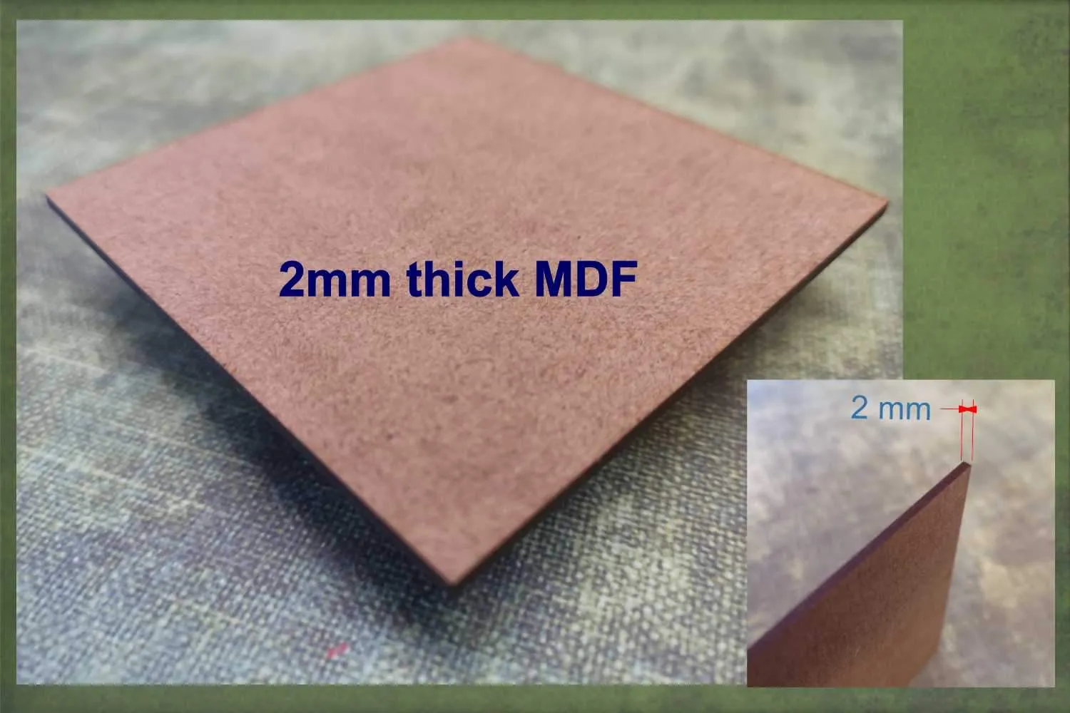 4x4 with etched detail - wooden craft blank - 2mm MDF