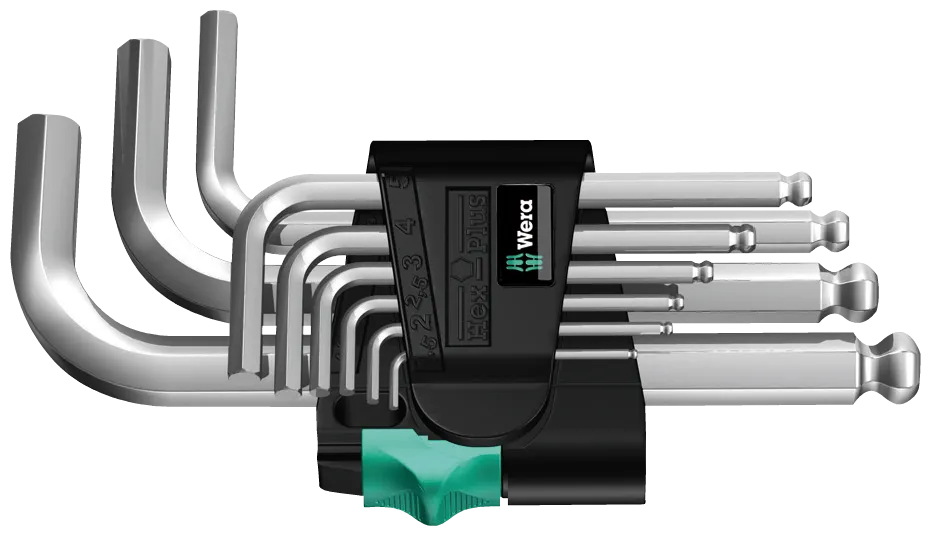 950/9 Hex-Plus 3 L-key set, metric, chrome-plated