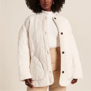 Abercrombie and Fitch White Lightweight Quilted Liner Jacket Women’s size XL New