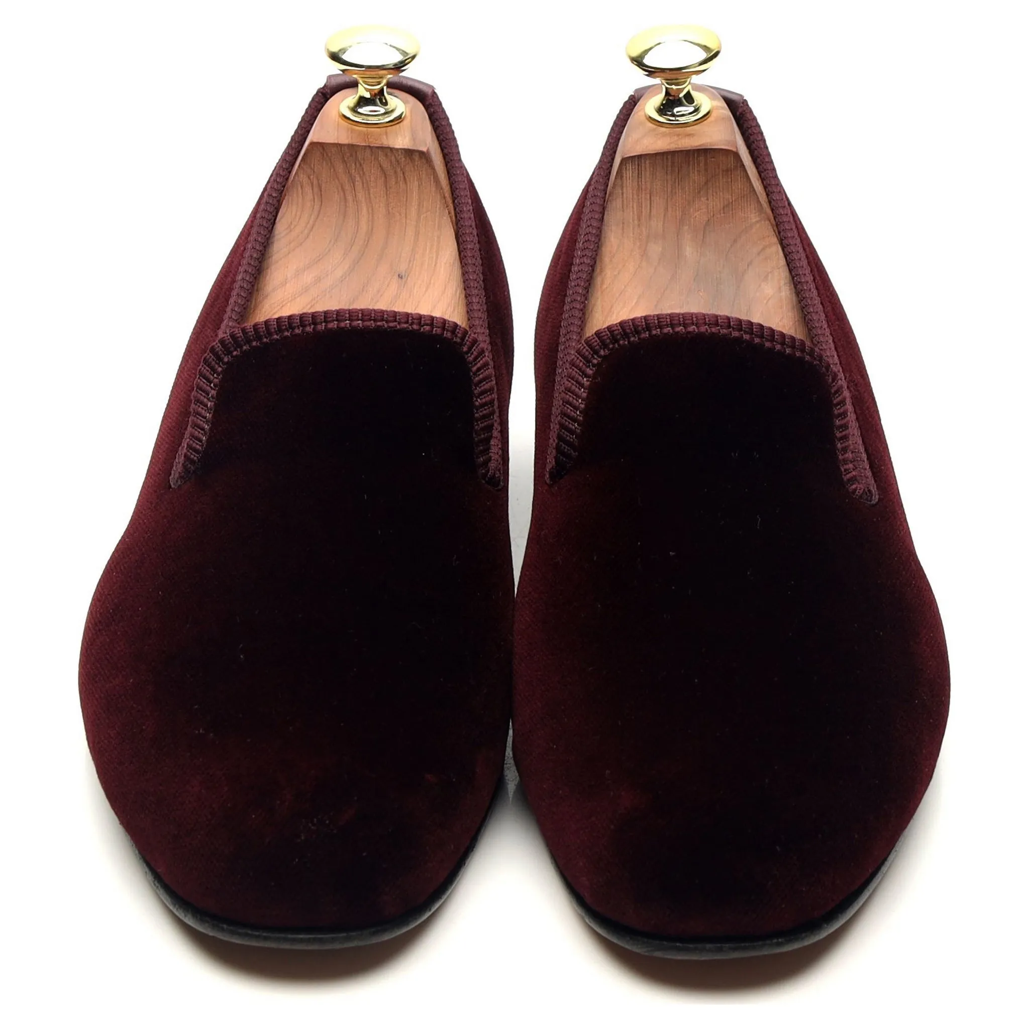 'Albert' Burgundy Velvet Slippers UK 7