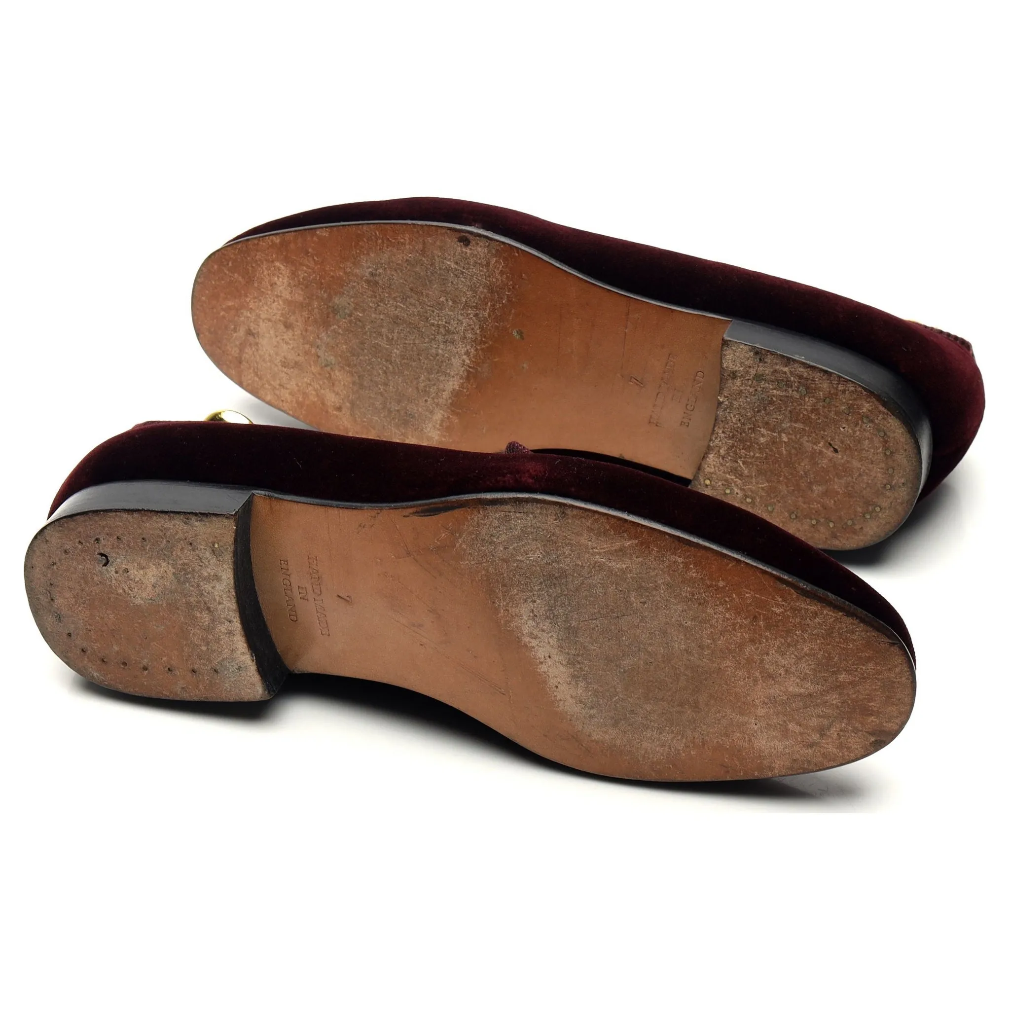 'Albert' Burgundy Velvet Slippers UK 7