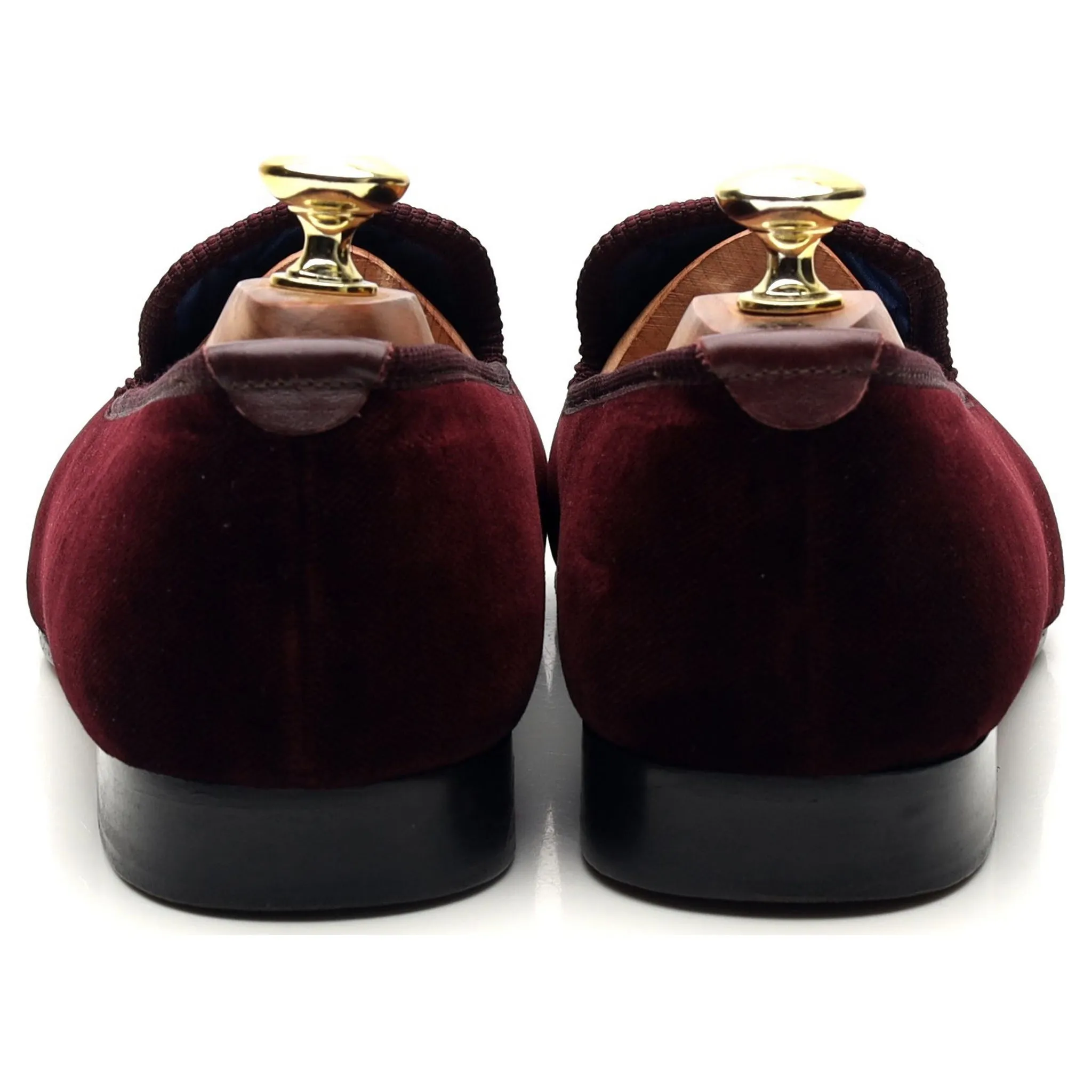'Albert' Burgundy Velvet Slippers UK 7