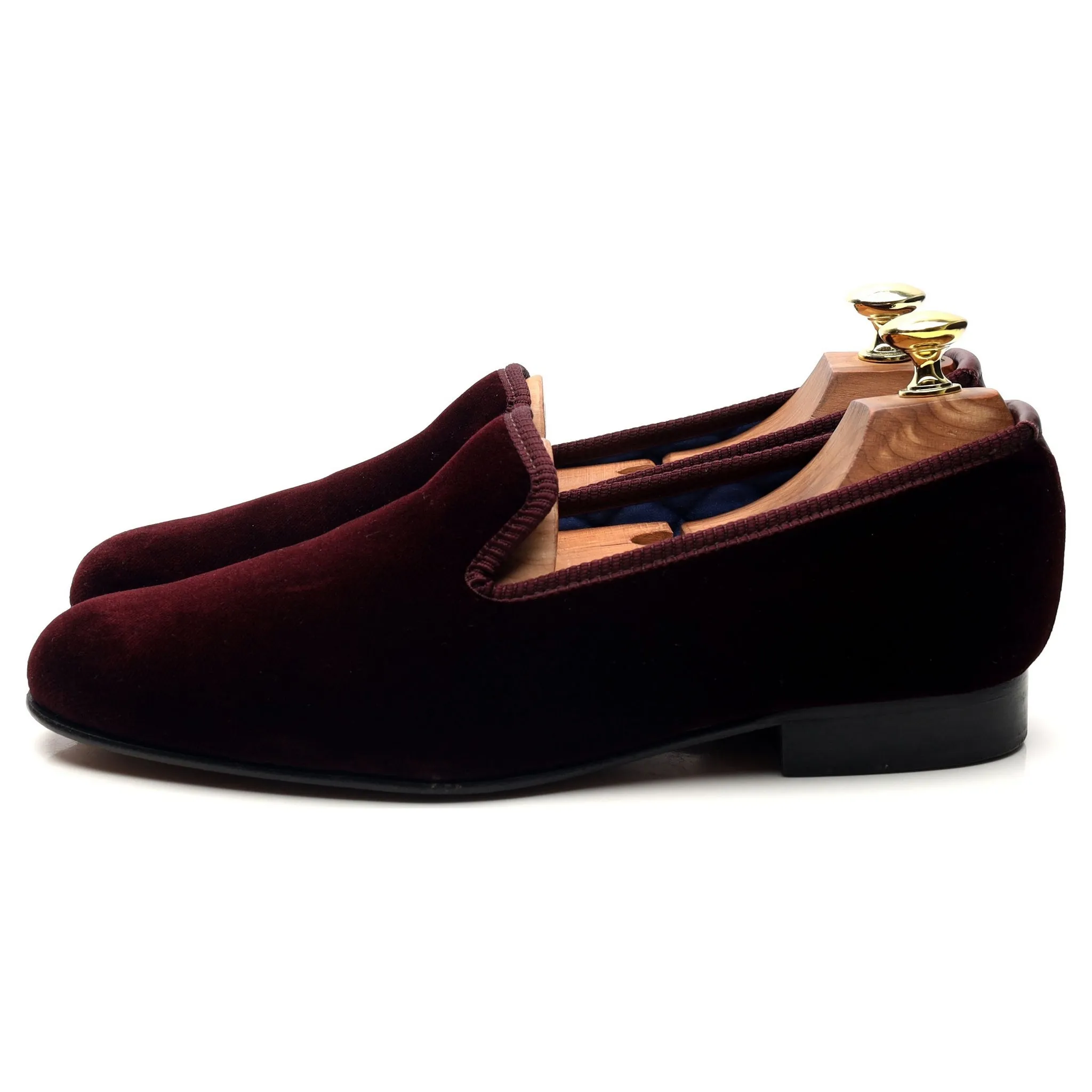 'Albert' Burgundy Velvet Slippers UK 7