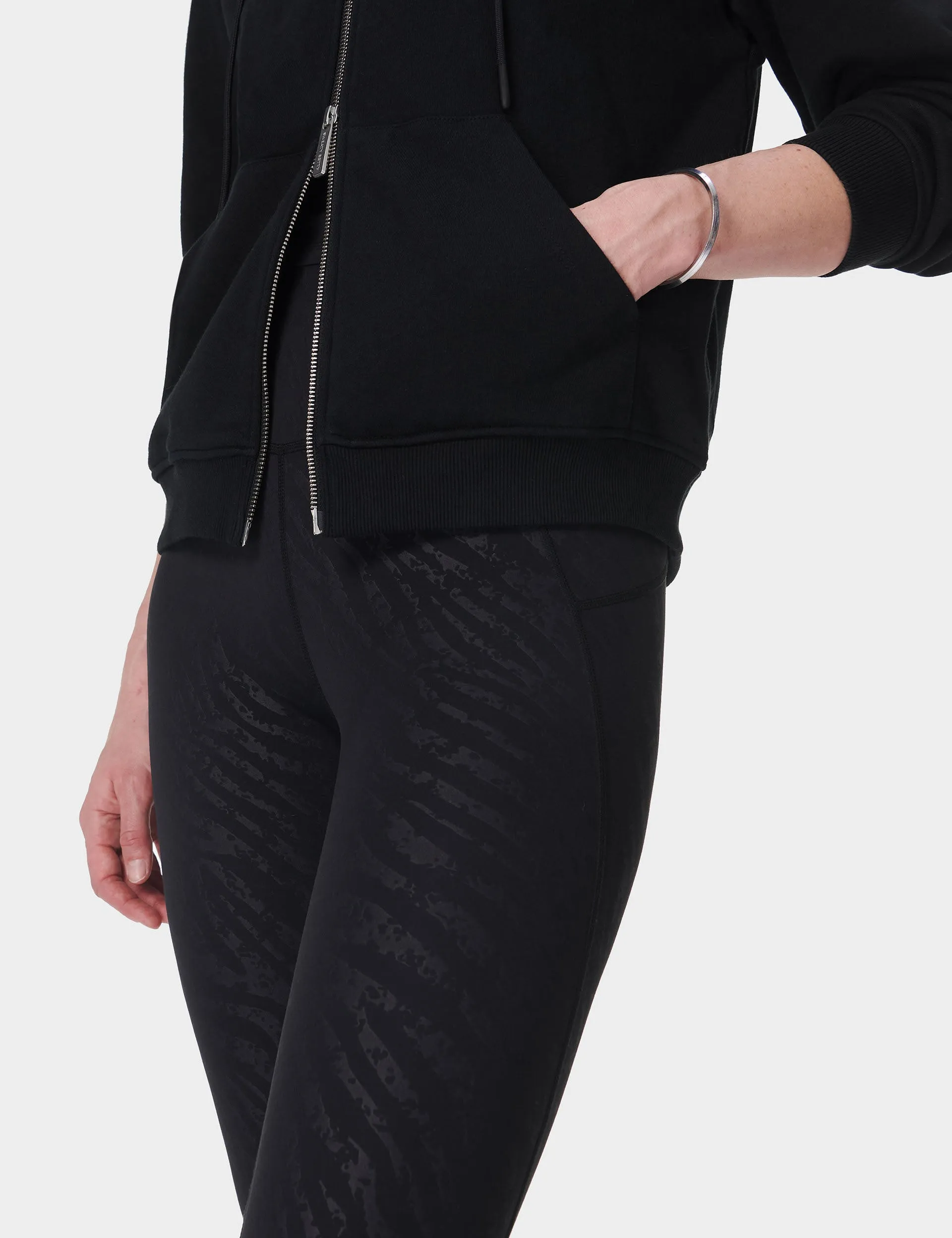 All Day Leggings - Black Faded Zebra Emboss Print