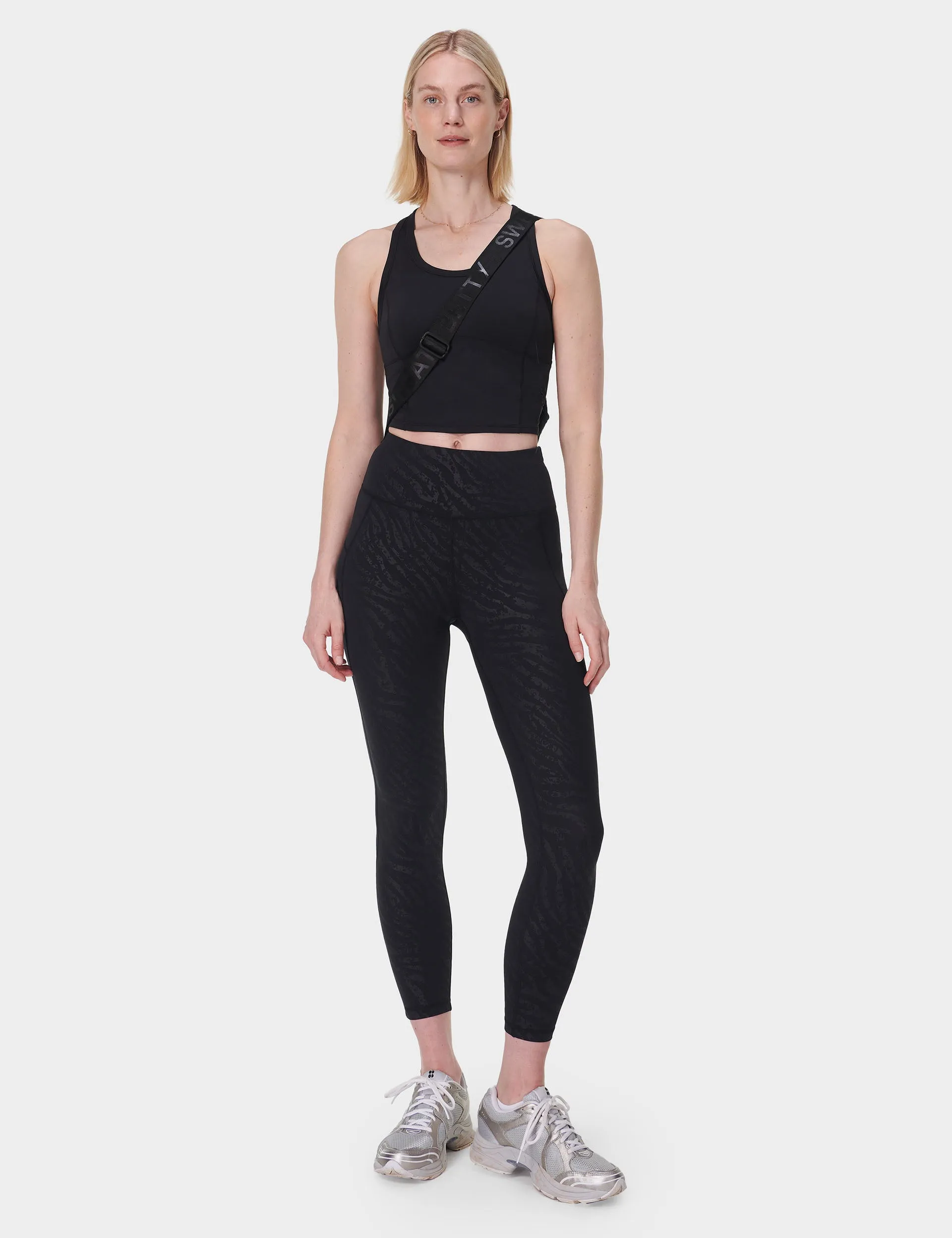 All Day Leggings - Black Faded Zebra Emboss Print