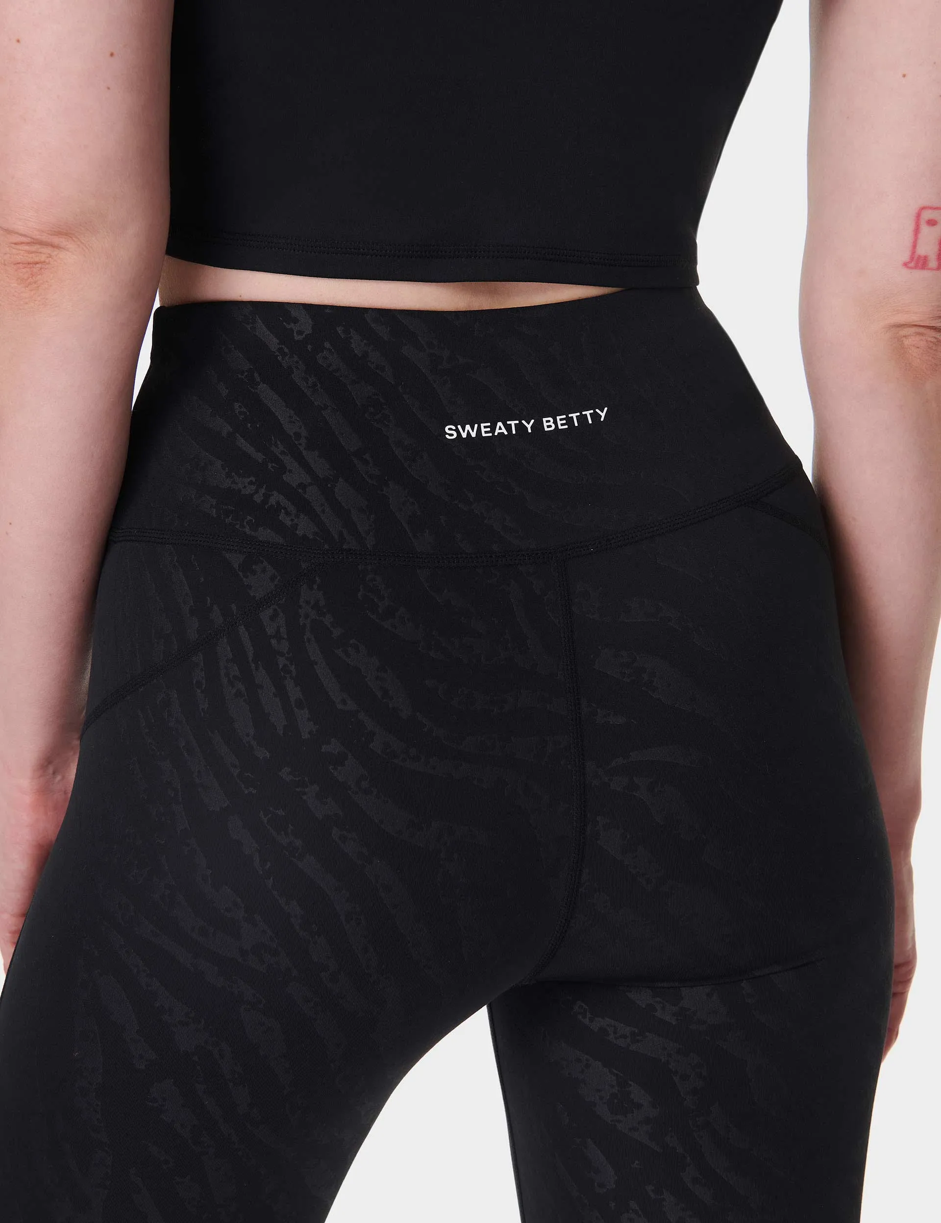 All Day Leggings - Black Faded Zebra Emboss Print