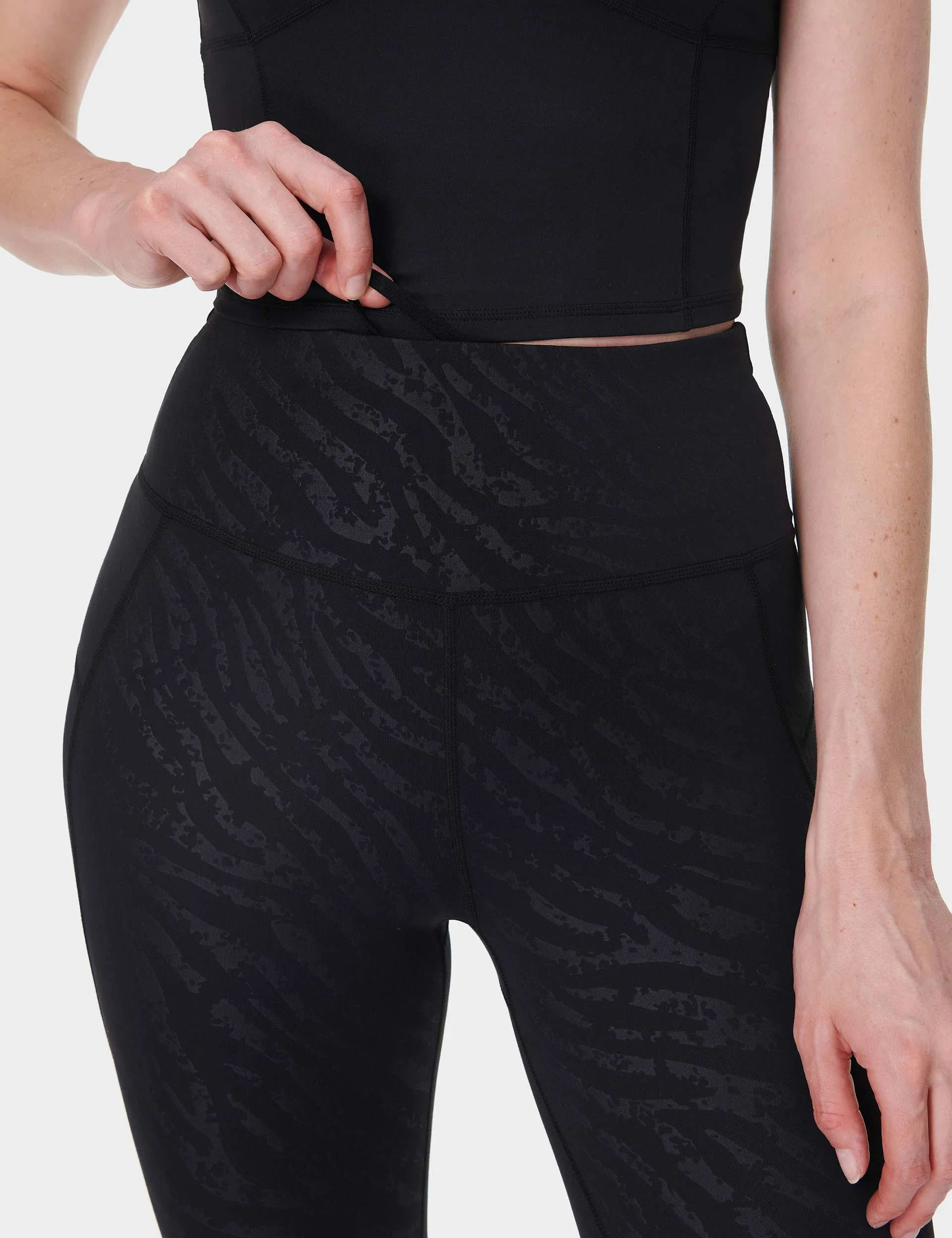 All Day Leggings - Black Faded Zebra Emboss Print