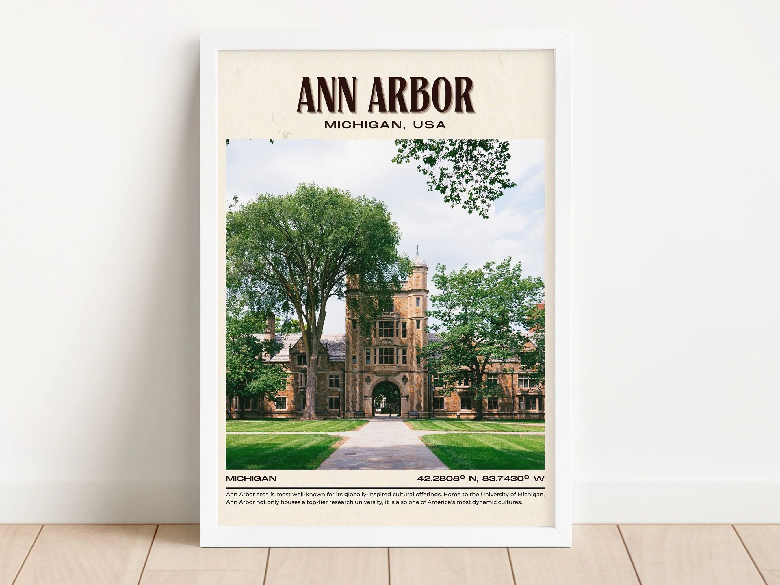 Ann Arbor Vintage Wall Art, Michigan, USA