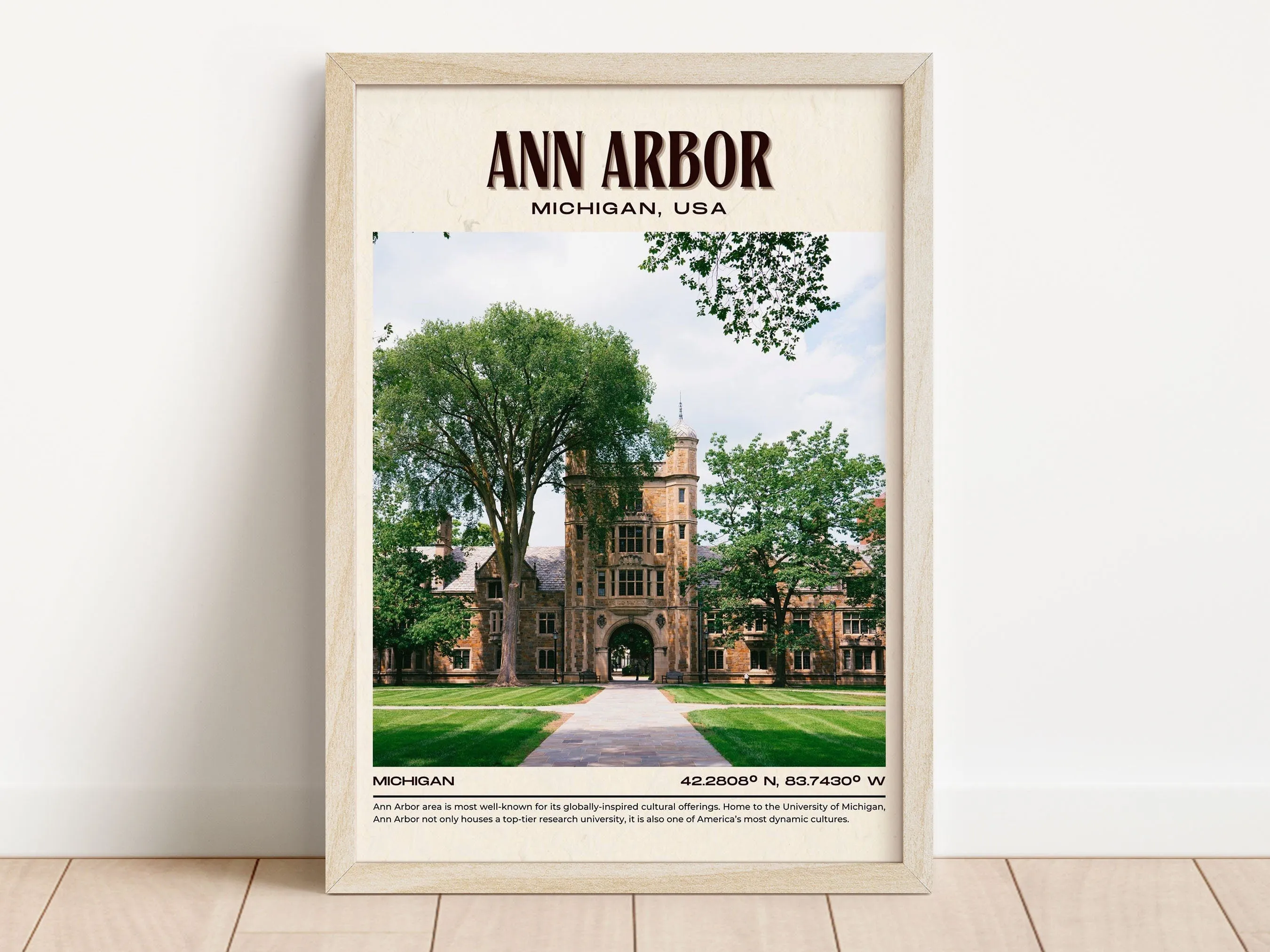 Ann Arbor Vintage Wall Art, Michigan, USA