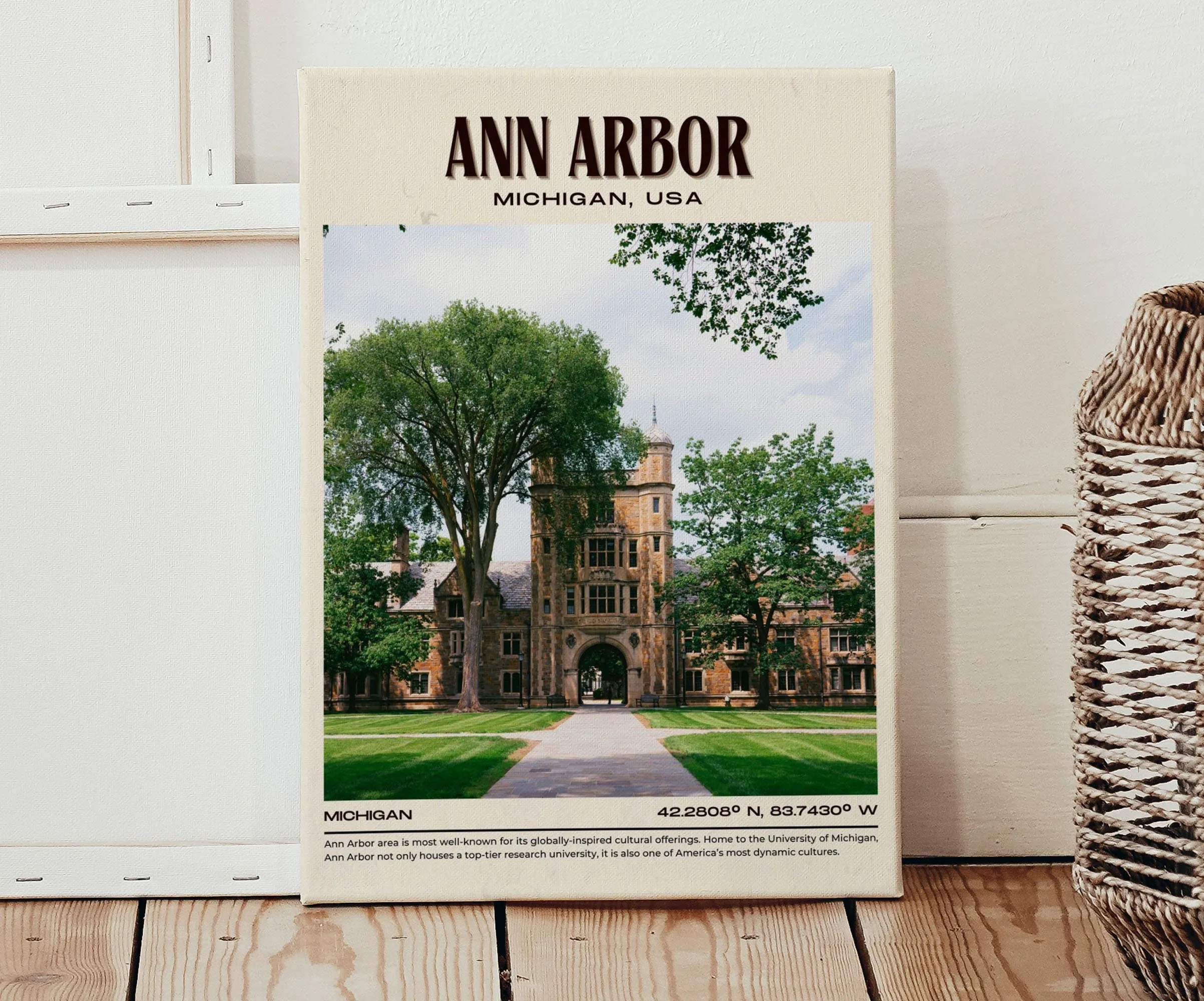 Ann Arbor Vintage Wall Art, Michigan, USA