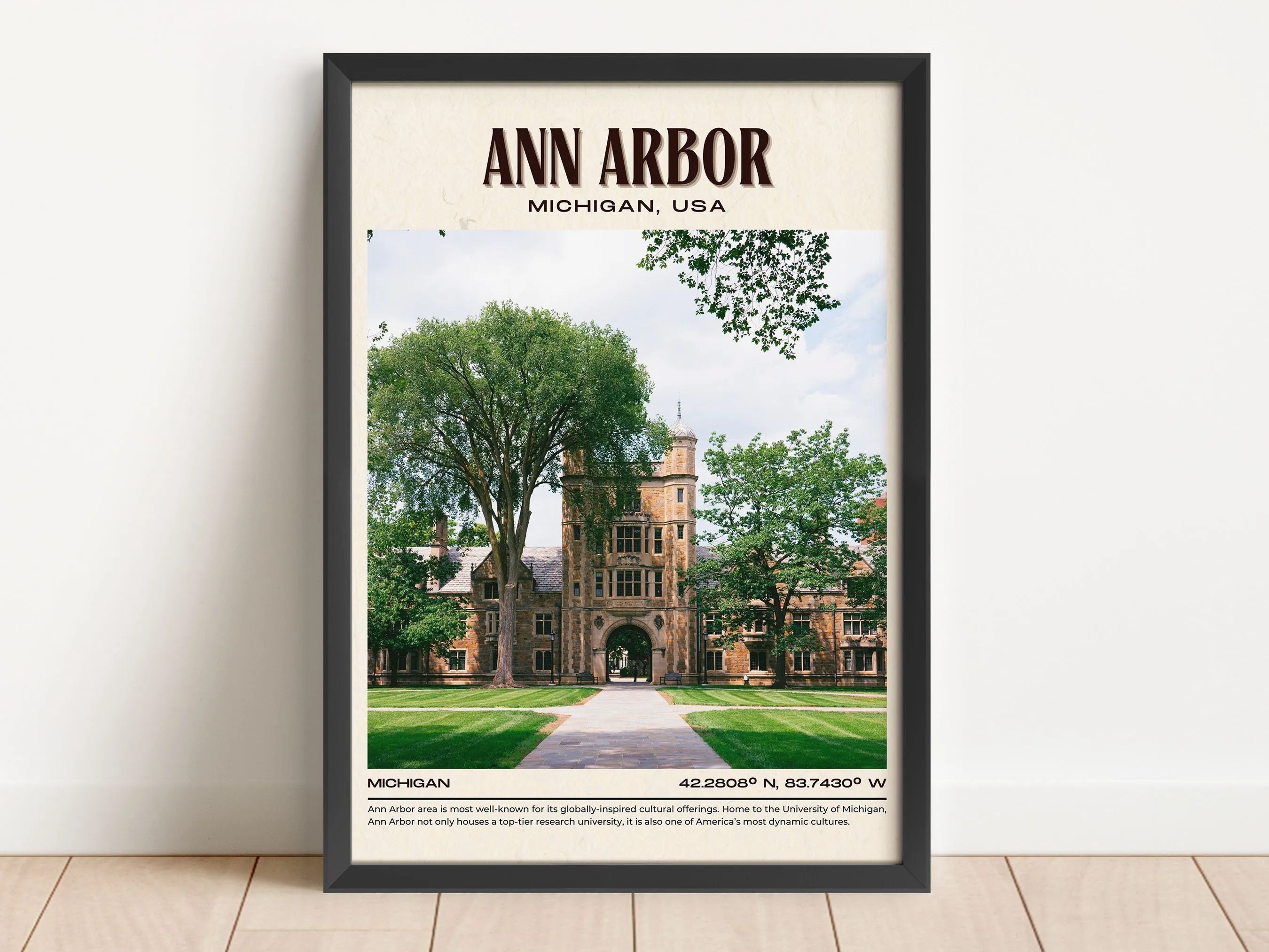 Ann Arbor Vintage Wall Art, Michigan, USA
