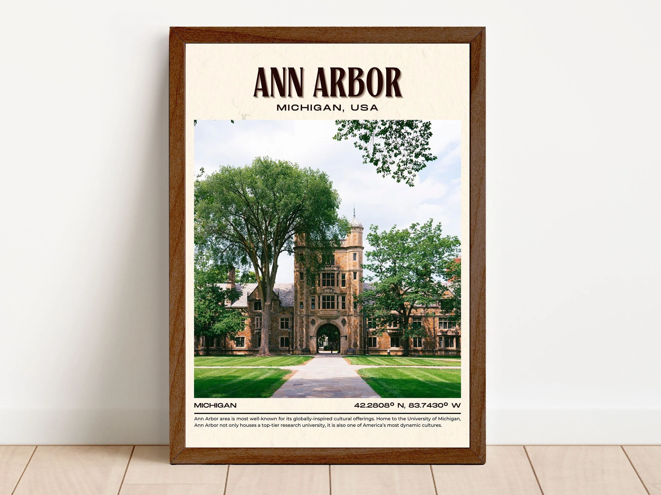 Ann Arbor Vintage Wall Art, Michigan, USA