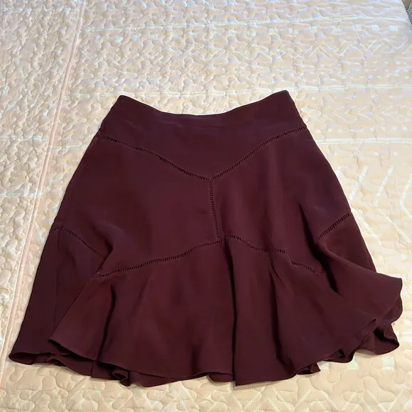 Ann Taylor Burgundy Skater Modest A-Line Skirt Size 10