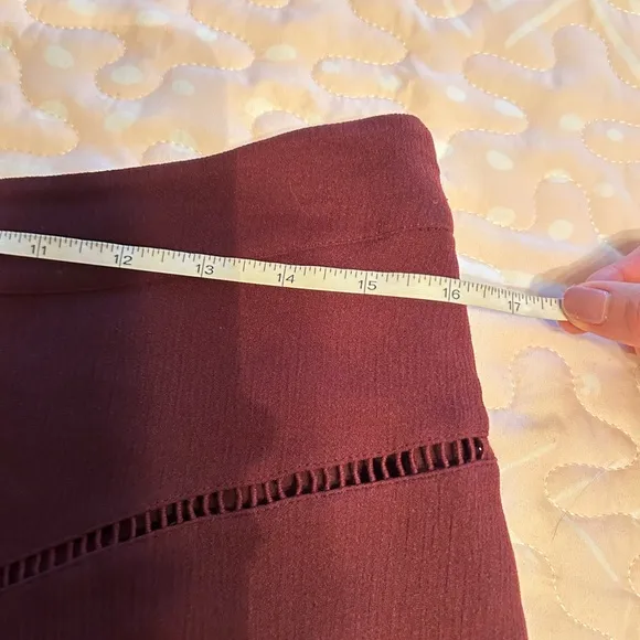 Ann Taylor Burgundy Skater Modest A-Line Skirt Size 10