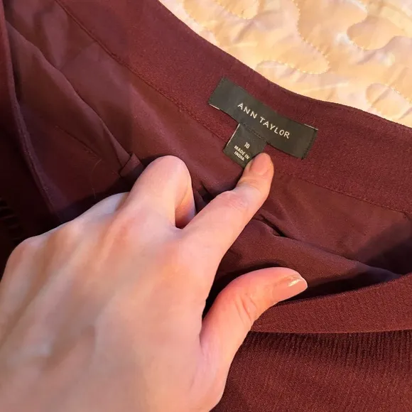 Ann Taylor Burgundy Skater Modest A-Line Skirt Size 10