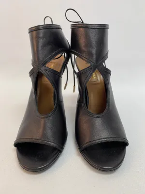 Aquazzura Black Leather PeeToe Sandal