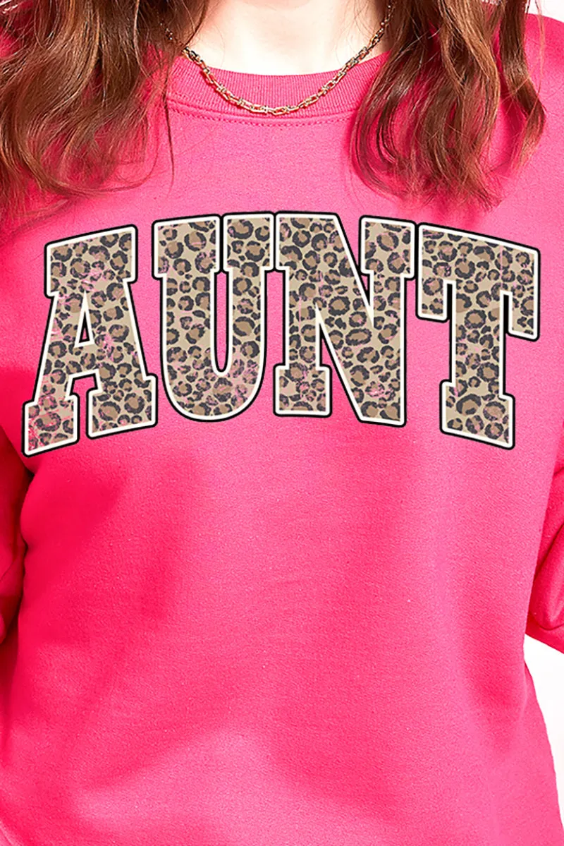 Arched Aunt Leopard Heavy-weight Crew Sweatshirt