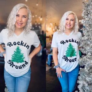 Ash Fleck {ROCKIN' AROUND} Vintage Christmas Tree V-Neck Tee