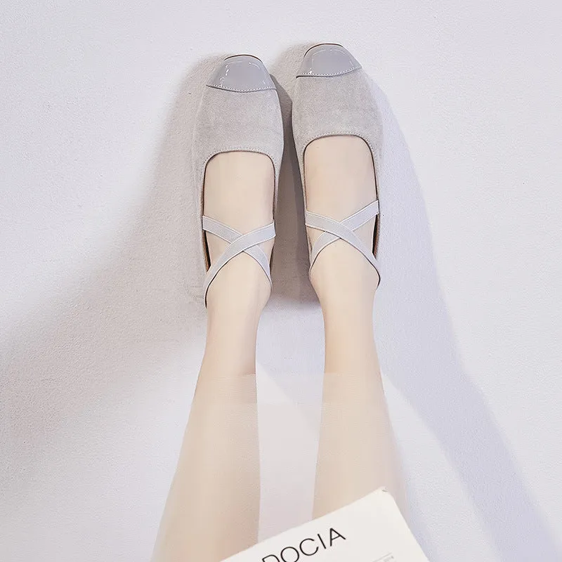 Autumn New Fashion Versatile Square Head Women's Shoes with Flat Bottom and Women's Shoes