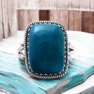 Azurite Chrysocolla Solid 925 Sterling Silver Ring 9