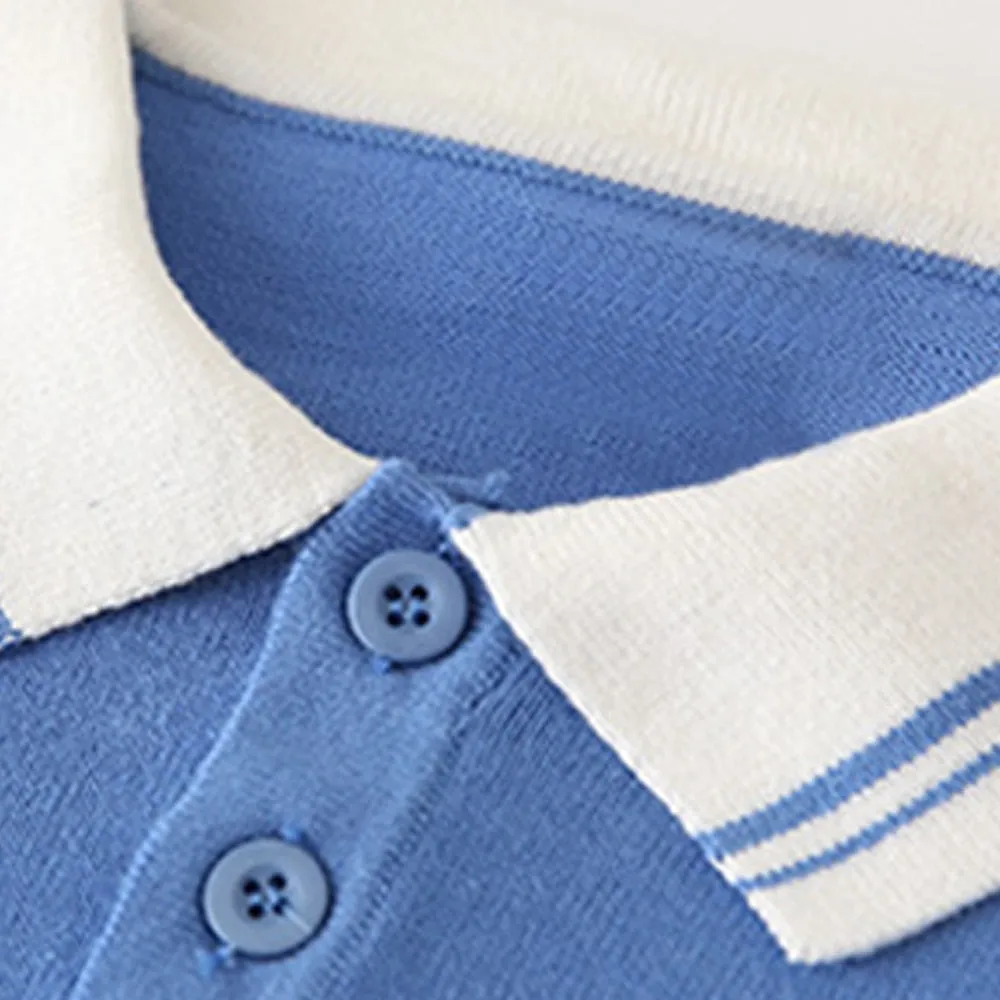 Baby Boys Casual Knitted Long Sleeve Lightweight Sweater - Blue