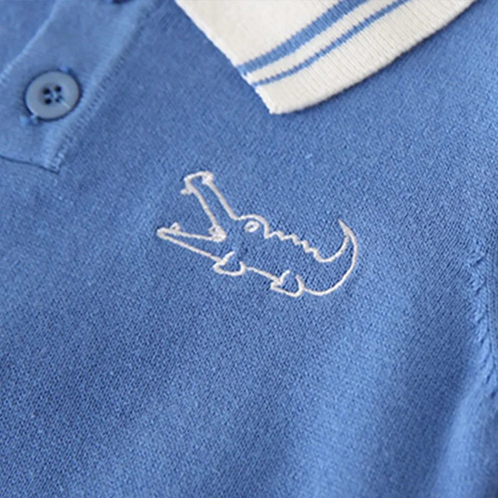 Baby Boys Casual Knitted Long Sleeve Lightweight Sweater - Blue