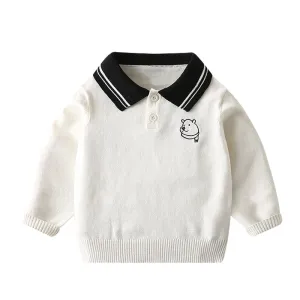 Baby Boys Casual Knitted Long Sleeve Lightweight Sweater - White