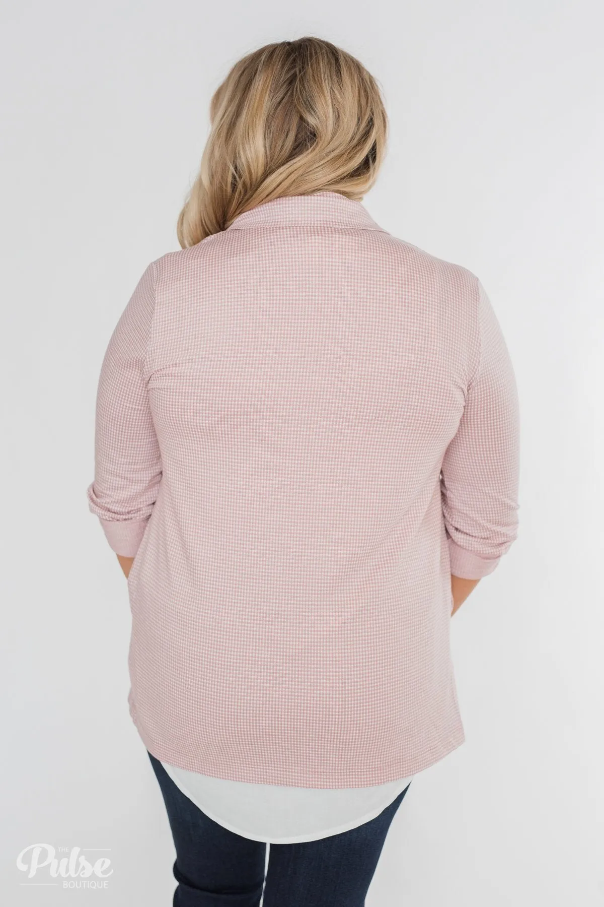 Back to Business Long Sleeve Blazer- Blush