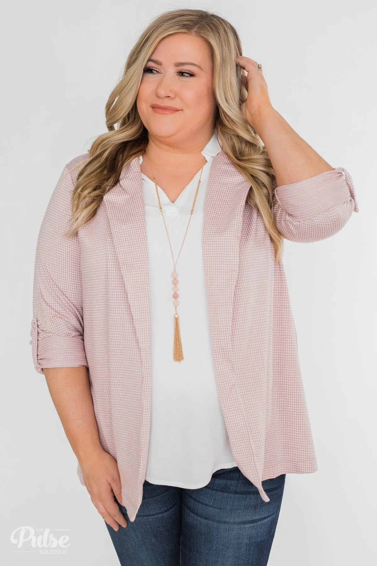 Back to Business Long Sleeve Blazer- Blush
