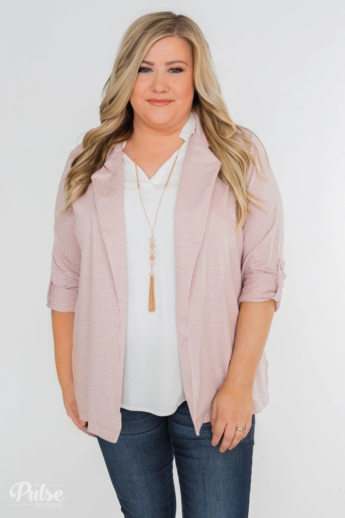 Back to Business Long Sleeve Blazer- Blush
