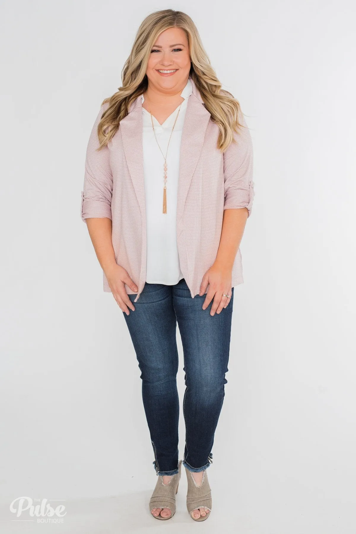 Back to Business Long Sleeve Blazer- Blush